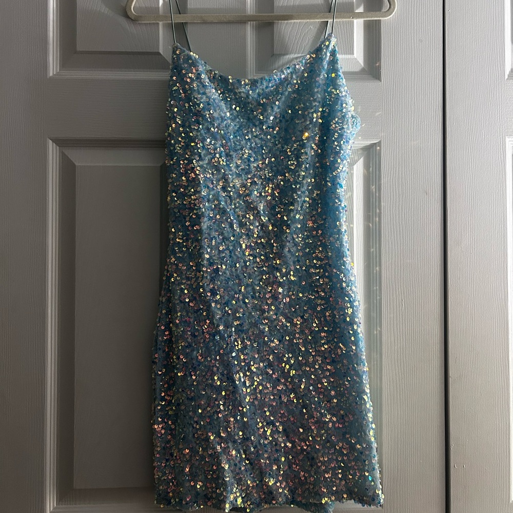 B Darlin Iridescent Sequin Dress